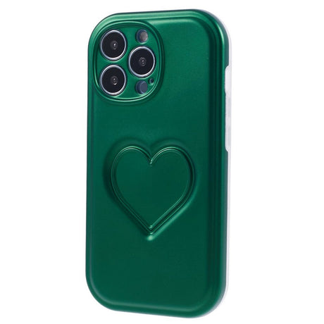 iPhone 15 Pro Flexible Plastic Case w. Heart - Green