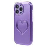 iPhone 15 Pro Flexible Plastic Case w. Heart - Purple