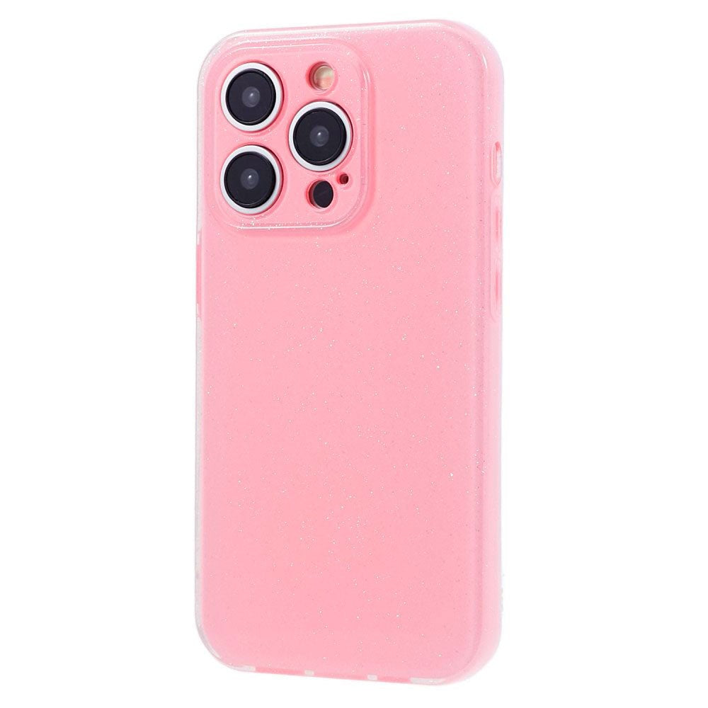 iPhone 15 Pro Flexible Plastic Case w. Glitter - Pink