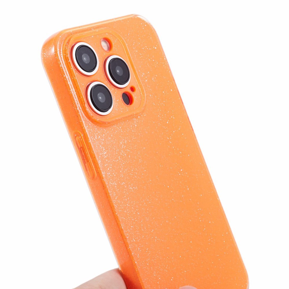 iPhone 15 Pro Flexible Plastic Case w. Glitter - Orange