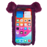 iPhone 15 Flexible Plastic Back Cover w. Fur - Pig - Purple