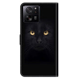 Xiaomi 13T / 13T Pro Leather Wallet Case w. Print - Black Cat