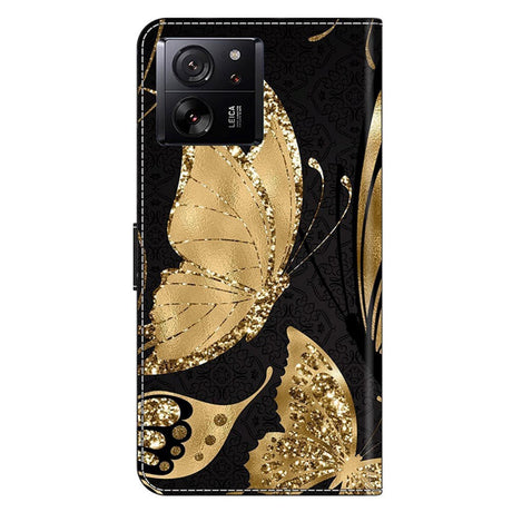 Xiaomi 13T / 13T Pro Leather Wallet Case w. Print - Golden Butterflies