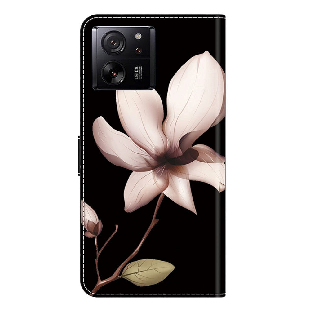 Xiaomi 13T / 13T Pro Leather Wallet Case w. Print - Flower