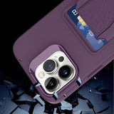 iPhone 15 Pro Flexible Plastic Case w. Card Holder & Kickstand - Dark Purple