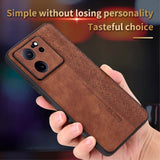 Xiaomi 13T / 13T Pro AZNS Leather Covered Plastic Case w. Pattern - Brown