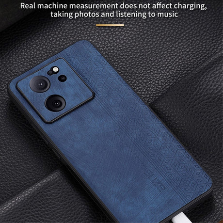 Xiaomi 13T / 13T AZNS Leather Covered Plastic Case w. Pattern - Blue