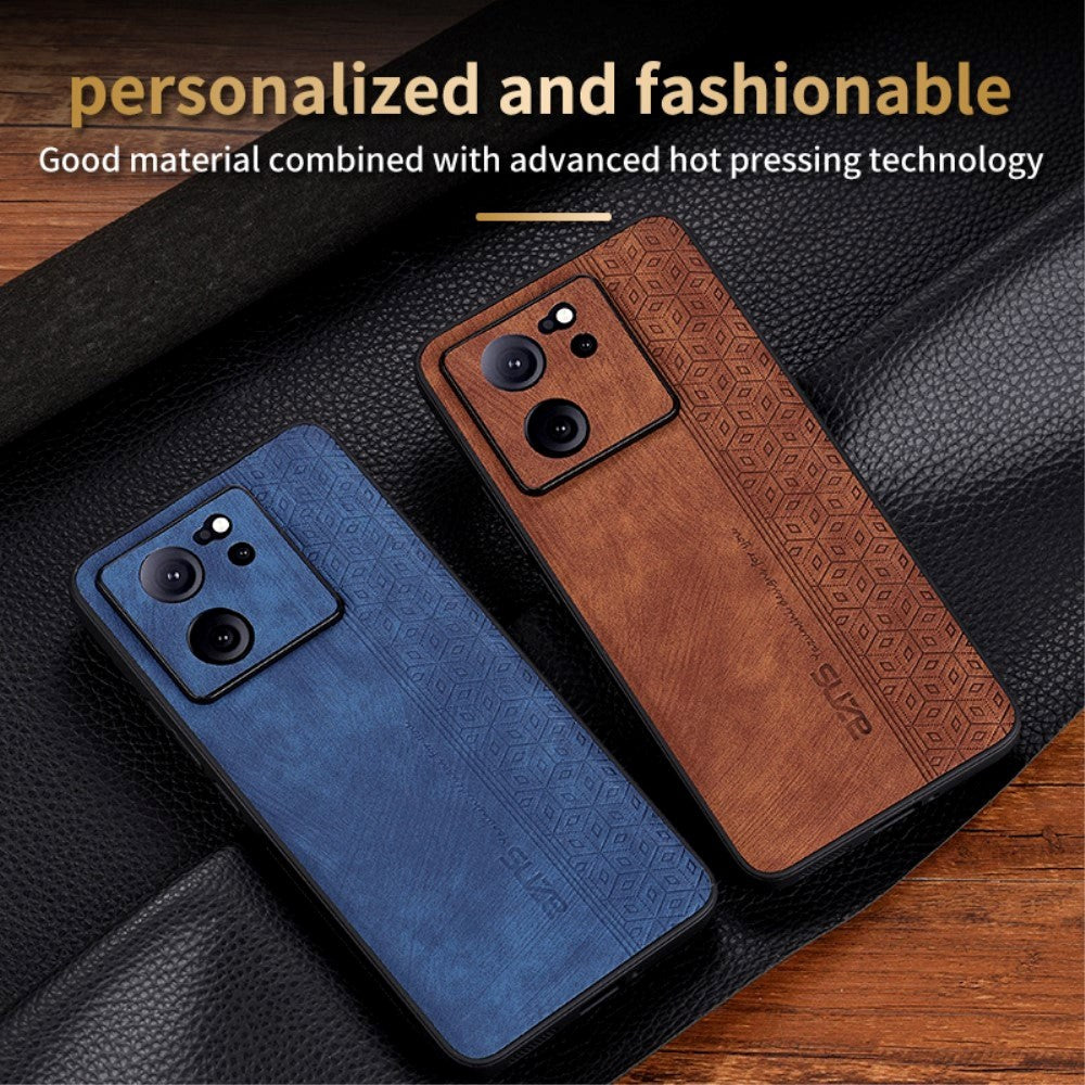 Xiaomi 13T / 13T AZNS Leather Covered Plastic Case w. Pattern - Blue