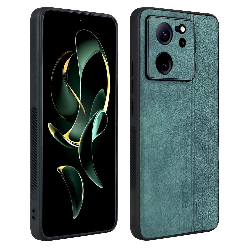 Xiaomi 13T / 13T Pro AZNS Leather Covered Plastic Case w. Pattern - Green