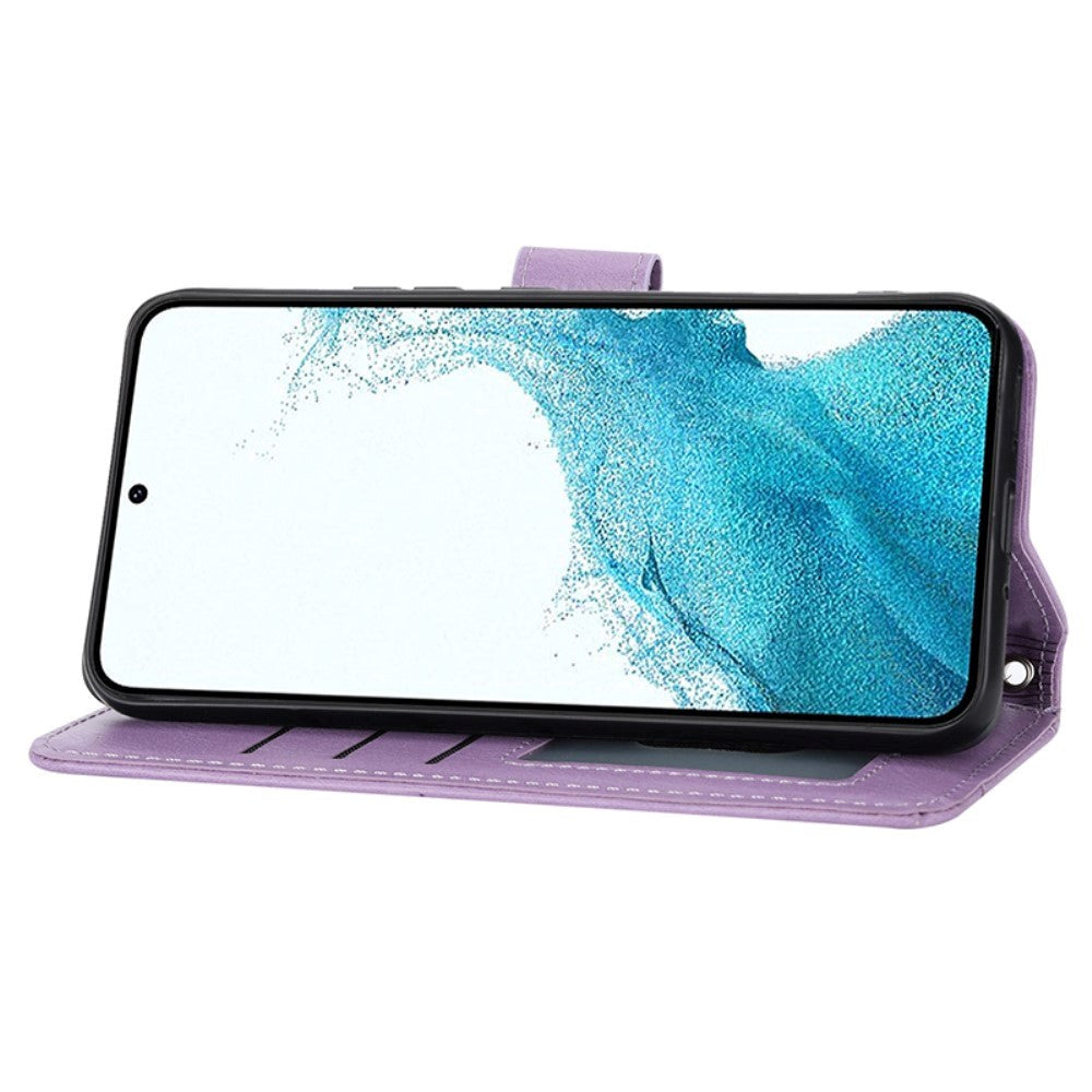 Samsung Galaxy A25 (5G) Leather Flip Case w. Zip Pocket & Strap - Purple