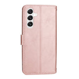 Samsung Galaxy A25 (5G) Leather Flip Case w. Zip Pocket & Strap - Rose Gold