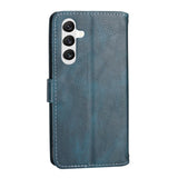 Samsung Galaxy A25 (5G) Leather Flip Case w. Zip Pocket & Strap - Blue