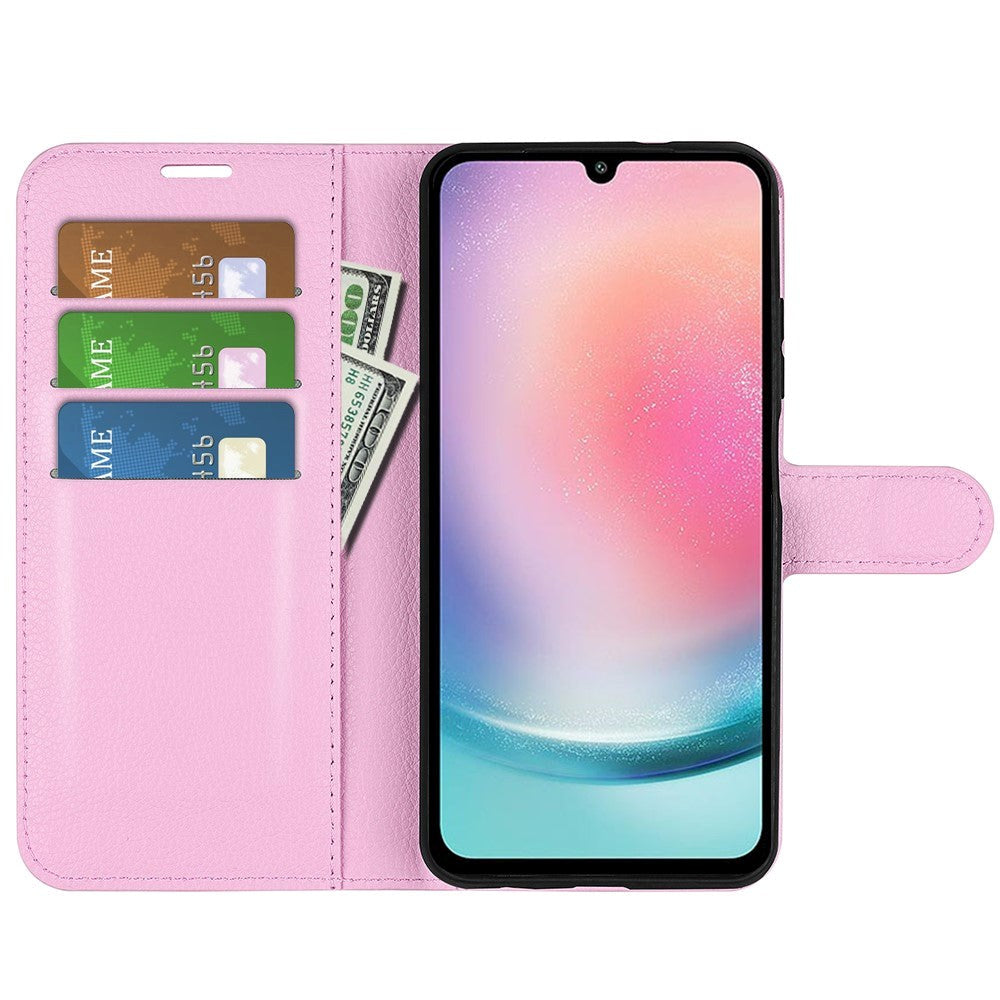 Samsung Galaxy A25 (5G) Litchi Læder Leather Case w. Wallet - Pink