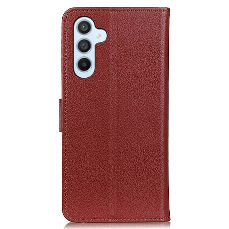 Samsung Galaxy S24 PU Litchi Leather Wallet Case - Brown