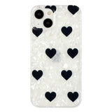 iPhone 15 Flexible Plastic Case w. Motif - Black Hearts