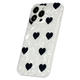 iPhone 15 Pro Flexible Plastic Case w. Motif - Black Hearts