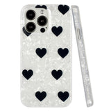 iPhone 15 Pro Flexible Plastic Case w. Motif - Black Hearts