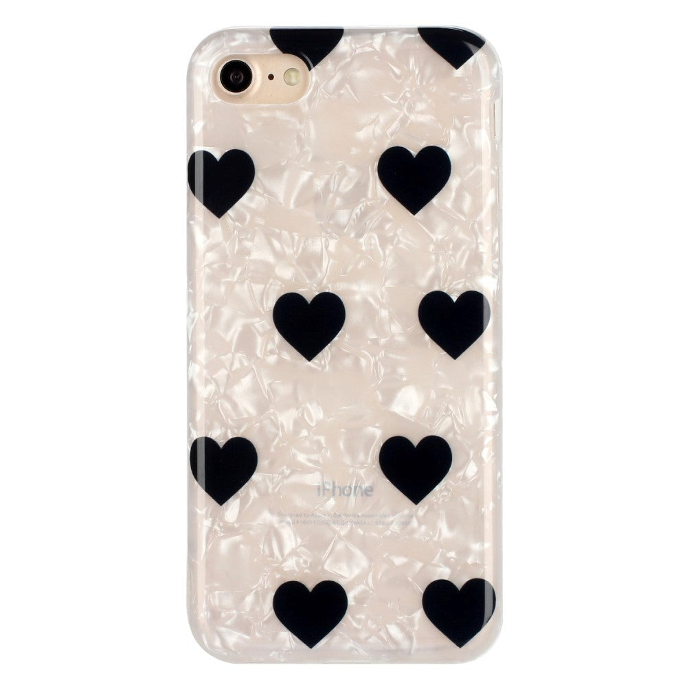 iPhone SE (2022 / 2020) / 8 / 7 Flexible Plastic Case w. Motif - Black Hearts