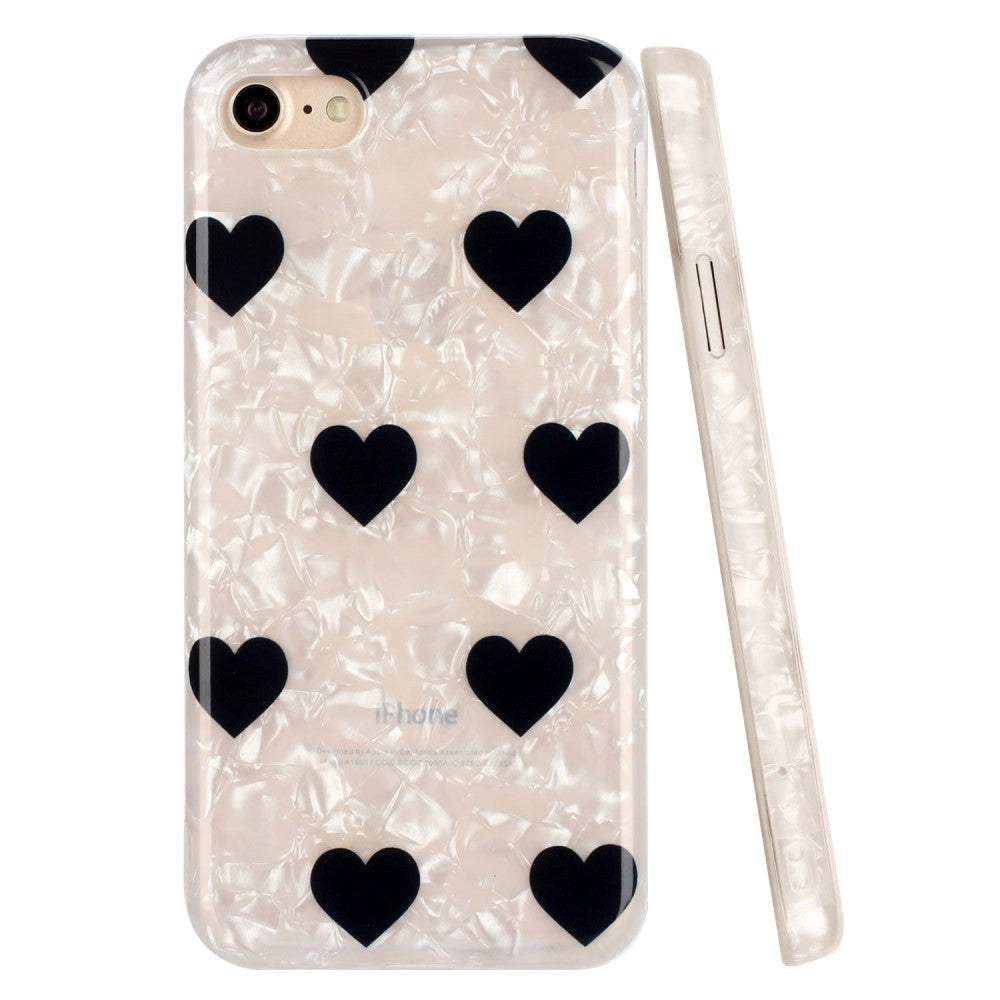 iPhone SE (2022 / 2020) / 8 / 7 Flexible Plastic Case w. Motif - Black Hearts