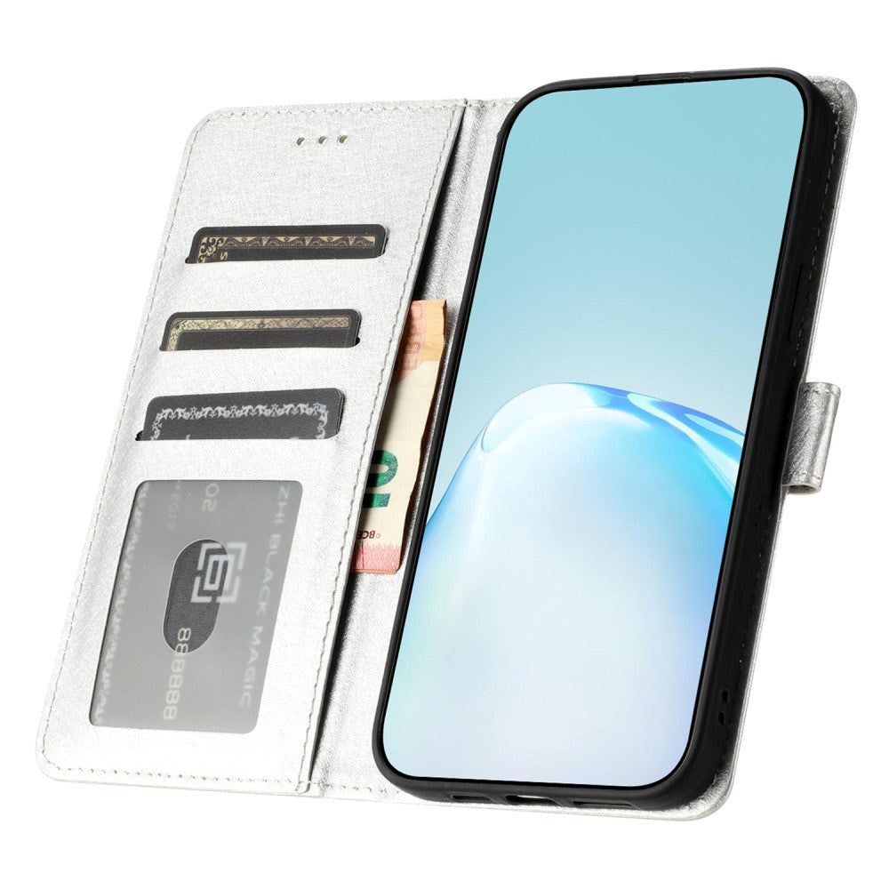 Samsung Galaxy A15 (5G) / A15 Leather Flip Case w. Wallet - Silver