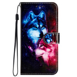 Samsung Galaxy S24 PU Leather Flip Case w. Wallet and Strap - Wolves