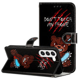 Samsung Galaxy S24 PU Leather Flip Case w. Wallet and Strap - "Don't Touch My Phone"