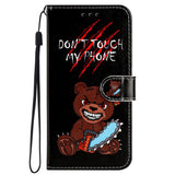 Samsung Galaxy S24 PU Leather Flip Case w. Wallet and Strap - "Don't Touch My Phone"