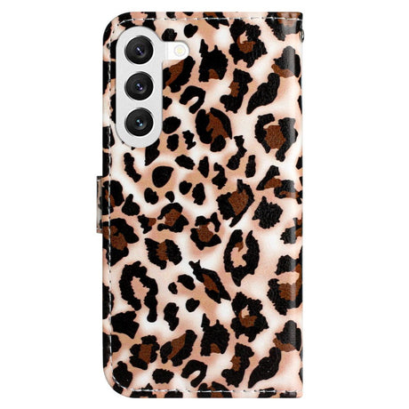 Samsung Galaxy S24 PU Leather Flip Case w. Wallet and Strap - Leopard