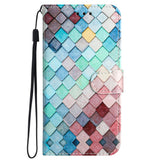 Samsung Galaxy S24 PU Leather Flip Case w. Wallet and Strap - Colored Squares