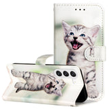 Samsung Galaxy S24 PU Leather Flip Case w. Wallet and Strap - Kitten