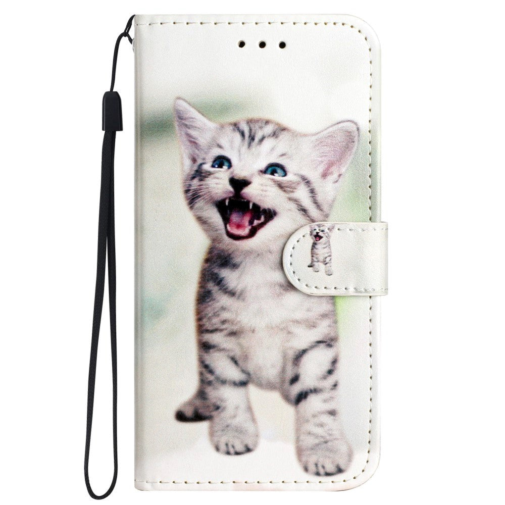 Samsung Galaxy S24 PU Leather Flip Case w. Wallet and Strap - Kitten