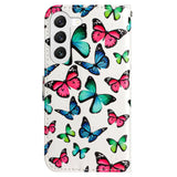 Samsung Galaxy S24 PU Leather Flip Case w. Wallet and Strap - Colorful Butterflies