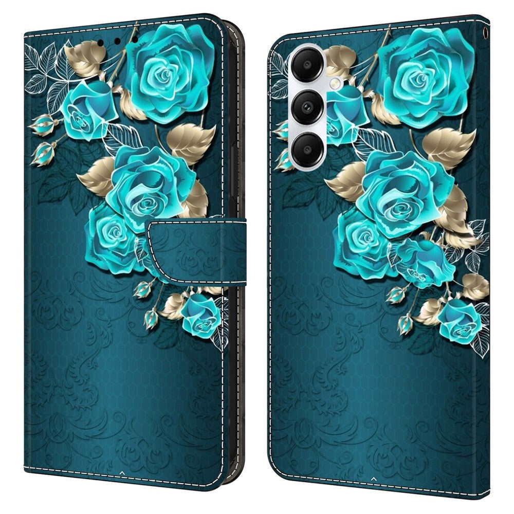 Samsung Galaxy A05s Leather Wallet Case & Print - Blue Rose