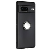 Google Pixel 8a Flexible Plastic Case w. Magnetic Ring Kickstand - Black w. Black Ring