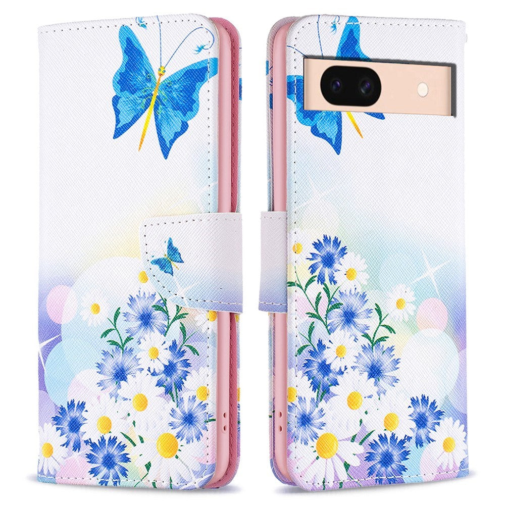 EIDERWOOD Google Pixel 8a Leather Flip Case w. Wallet & Print - Butterfly & Flowers