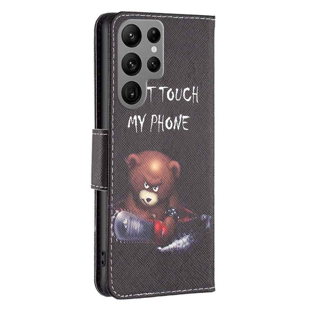 Samsung Galaxy S24 Ultra Leather Wallet Case & Print - "Don't Touch my Phone" Bear