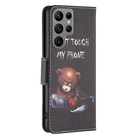 Samsung Galaxy S24 Ultra Leather Wallet Case & Print - "Don't Touch my Phone" Bear