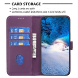 Samsung Galaxy S24 Ultra Faux Leather Flip Cover with Stand Function & Card Holder - Dark Purple