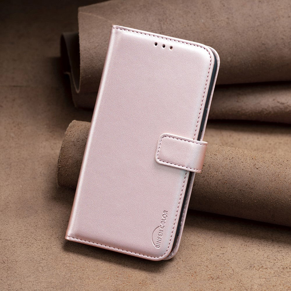 Samsung Galaxy S24+ (Plus) Faux Leather Flip Cover with Stand Function & Card Holder - Rose Gold