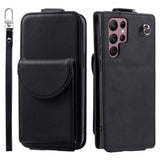 Samsung Galaxy S24 Ultra Vertical Faux Leather Flip Case with Wallet / Stand Function / Strap - Black