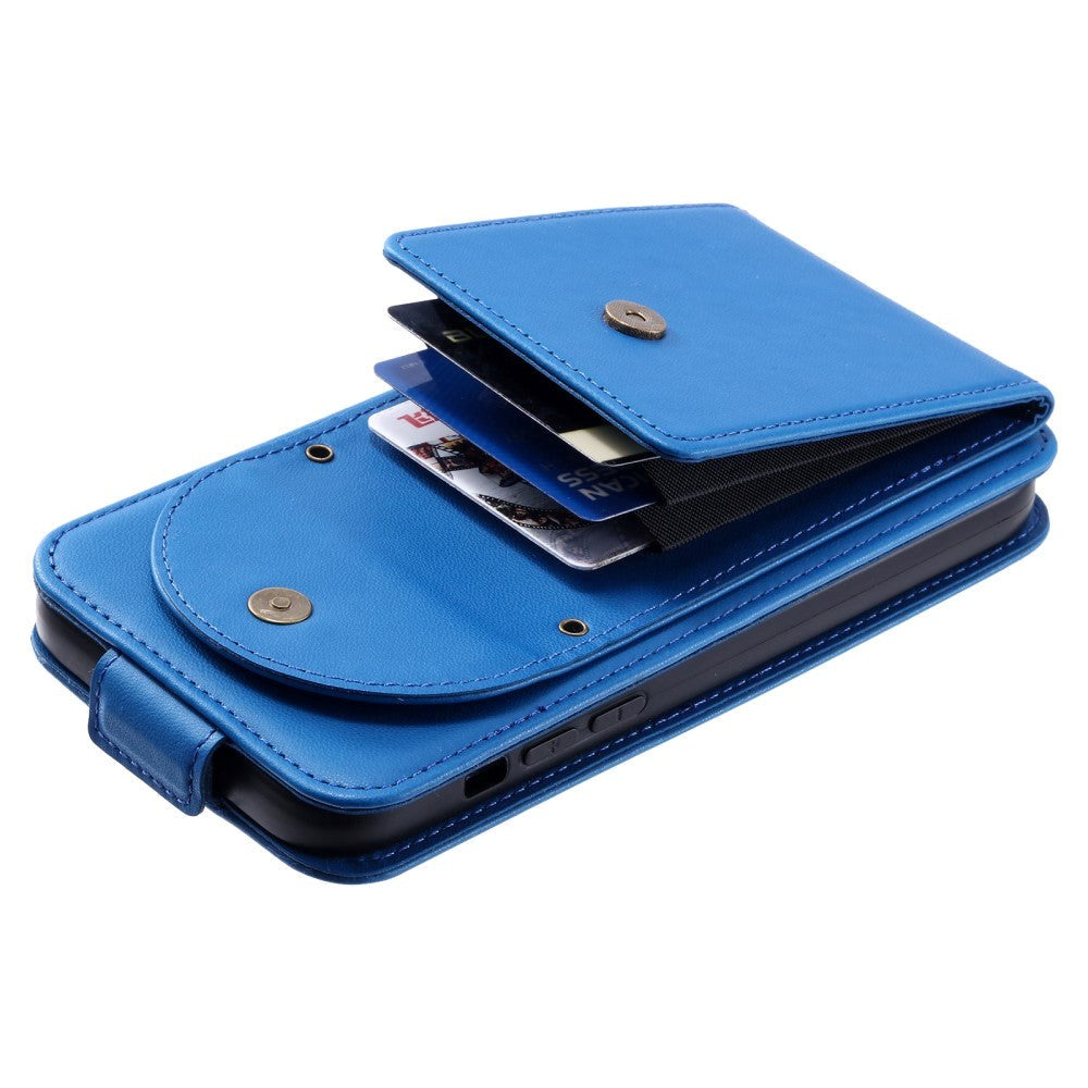 Samsung Galaxy S24 Ultra Vertical Faux Leather Flip Case with Wallet / Stand Function / Strap - Blue