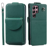 Samsung Galaxy S24 Ultra Vertical Faux Leather Flip Case with Wallet / Stand Function / Strap - Green