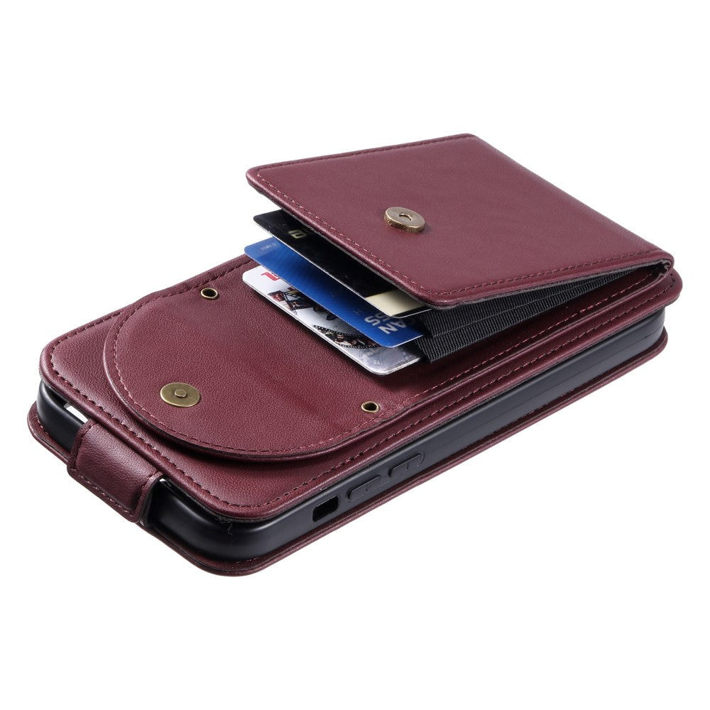 Samsung Galaxy S24 Ultra Vertical Faux Leather Flip Case with Wallet / Stand Function / Strap - Red