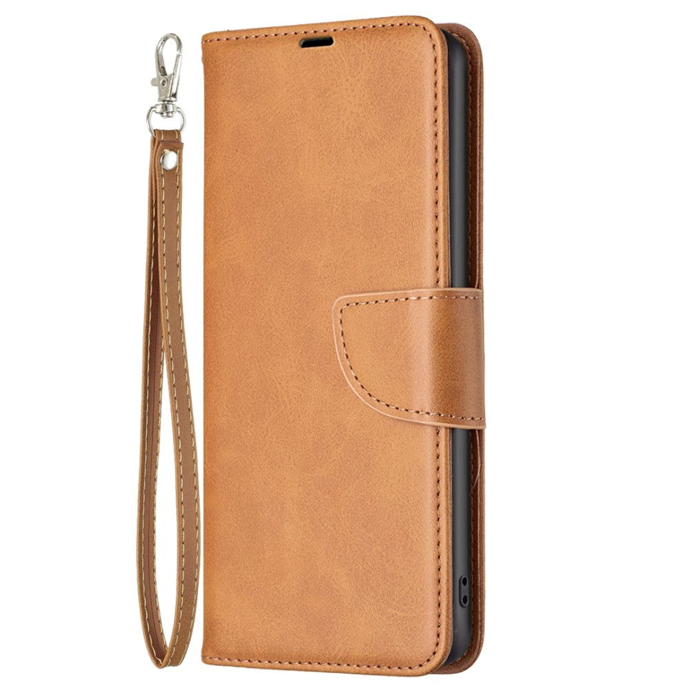 Samsung Galaxy S24 Faux Leather Wallet Case & Strap - Light Brown