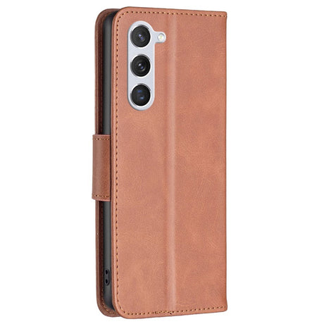 Samsung Galaxy S24 Faux Leather Wallet Case & Strap - Brown