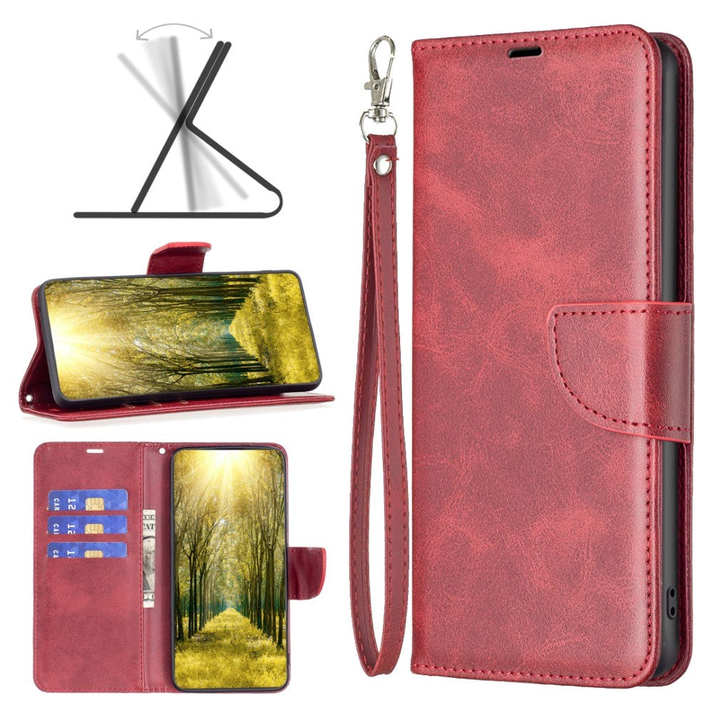 Samsung Galaxy S24 Faux Leather Wallet Case & Strap - Red