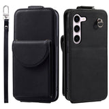 Samsung Galaxy S23 Vertical Faux Leather Flip Case with Wallet / Stand Function / Strap - Black