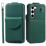 Samsung Galaxy S23 Vertical Faux Leather Flip Case with Wallet / Stand Function / Strap - Green