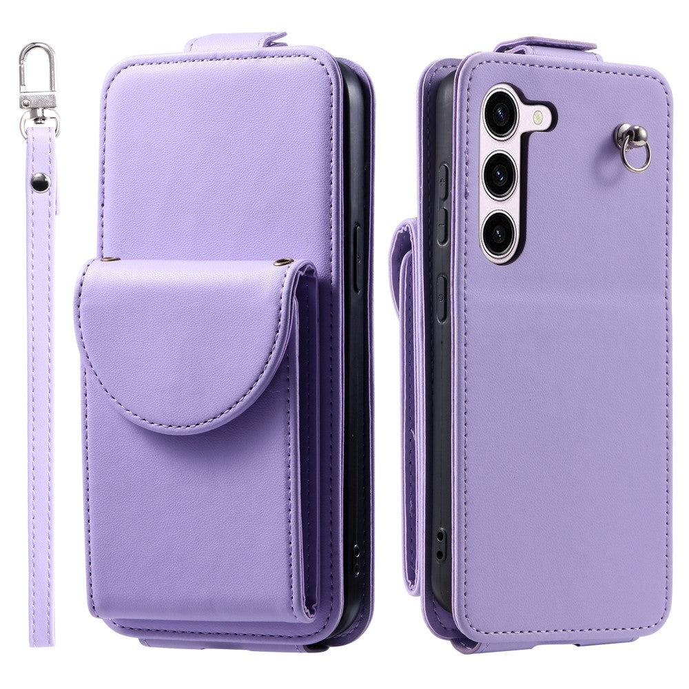 Samsung Galaxy S23 Vertical Faux Leather Flip Case with Wallet / Stand Function / Strap - Purple