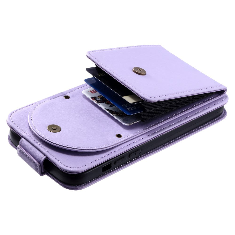 Samsung Galaxy S23 Vertical Faux Leather Flip Case with Wallet / Stand Function / Strap - Purple